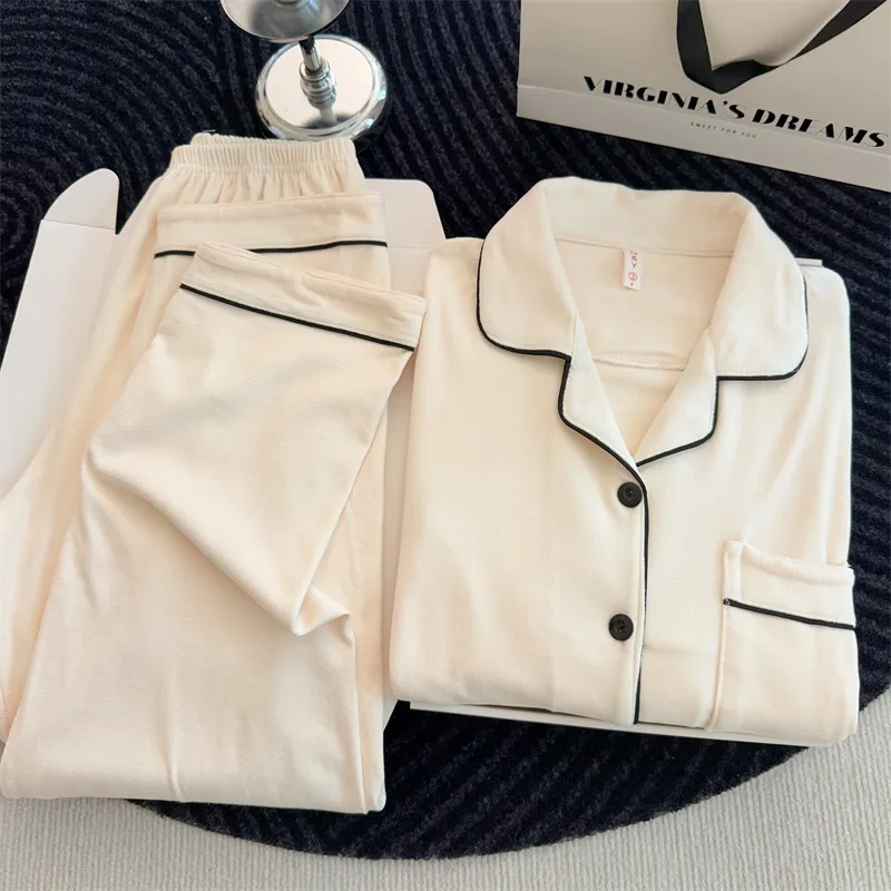 Ensemble de pyjama à manches longues, doublé et épaissi, pour l'automne et l'hiver, saison printemps-automne-hiver · Grossiste · OEM · Mondial - Detail 1