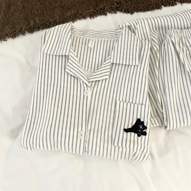 Pyjama couple en velours de laine Dralon - motif chat qui fait le grand écart, nouvelle collection printemps-automne, adorable, portable à l'extérieur, style sweet, ensemble de loungewear · Grossiste · OEM · Mondial - View 2