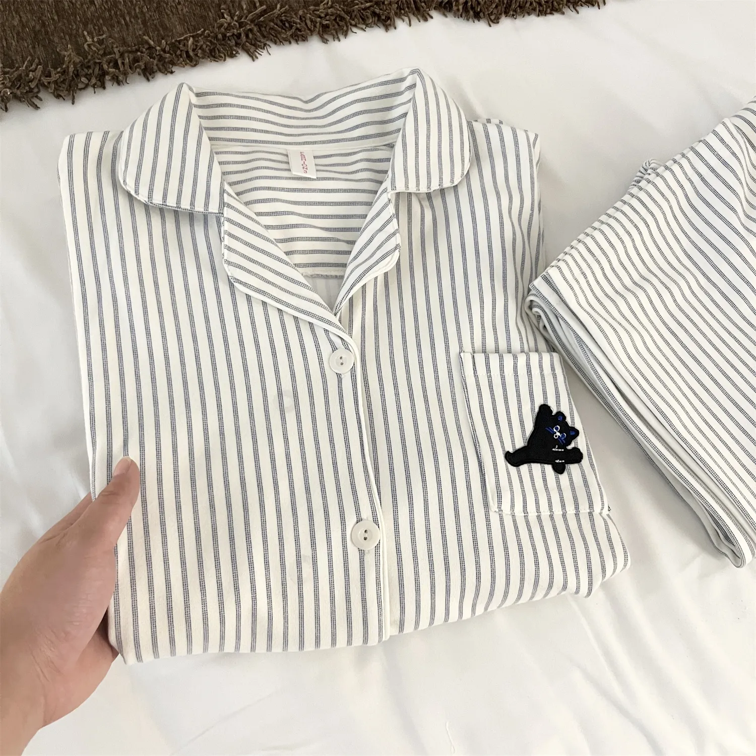 Pyjama couple en velours de laine Dralon - motif chat qui fait le grand écart, nouvelle collection printemps-automne, adorable, portable à l'extérieur, style sweet, ensemble de loungewear · Grossiste · OEM · Mondial - Detail 15
