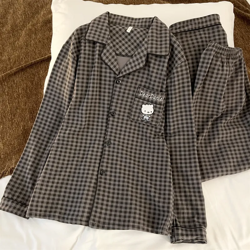 Men's German Velvet Black Plaid Daniel Pajamas Spring and Autumn New Cute Wearable Outside Sweet Style Loungewear Set · Wholesale · OEM · Worldwide Shipping