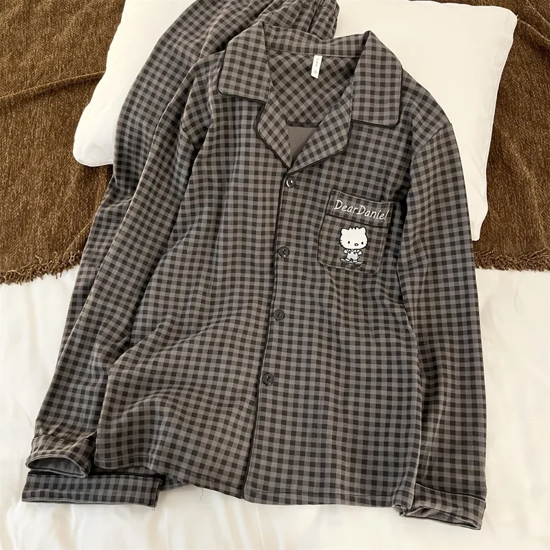 Men's German Velvet Black Plaid Daniel Pajamas Spring and Autumn New Cute Wearable Outside Sweet Style Loungewear Set · Wholesale · OEM · Worldwide Shipping - View 1