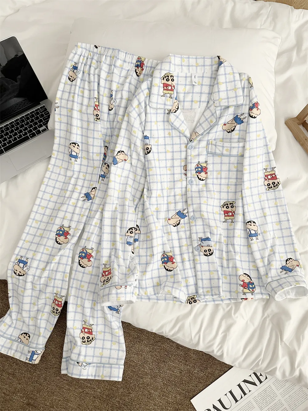 Pyjama couple en velours德绒 - Crayon espiègle, nouvelle collection printemps-automne, adorable, portable à l'extérieur, style sweet, ensemble de loungewear · Grossiste · OEM · Mondial - Detail 7