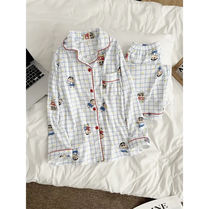 Pyjama couple en velours德绒 - Crayon espiègle, nouvelle collection printemps-automne, adorable, portable à l'extérieur, style sweet, ensemble de loungewear · Grossiste · OEM · Mondial - Detail 2