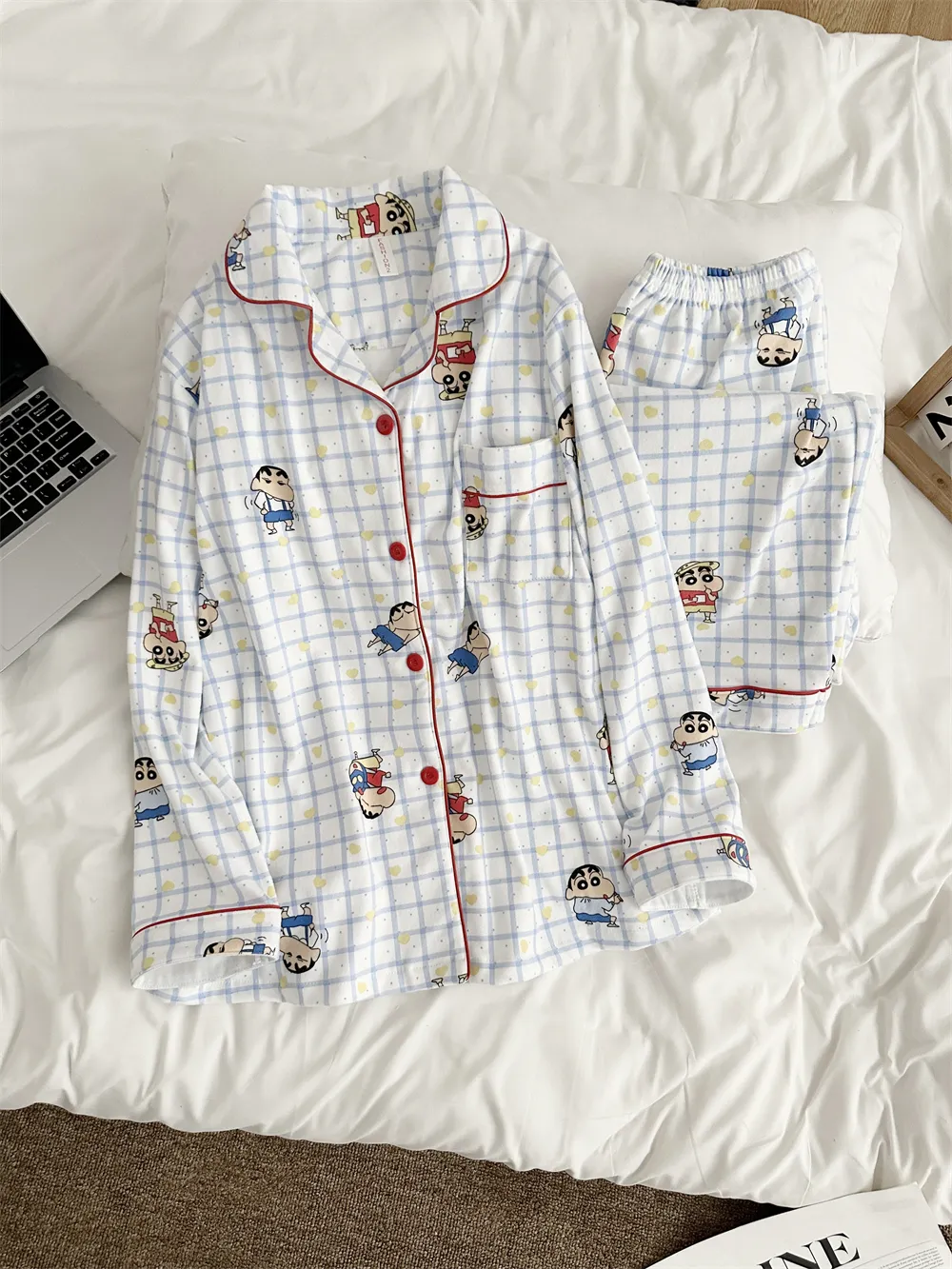 Pyjama couple en velours德绒 - Crayon espiègle, nouvelle collection printemps-automne, adorable, portable à l'extérieur, style sweet, ensemble de loungewear · Grossiste · OEM · Mondial - Detail 13