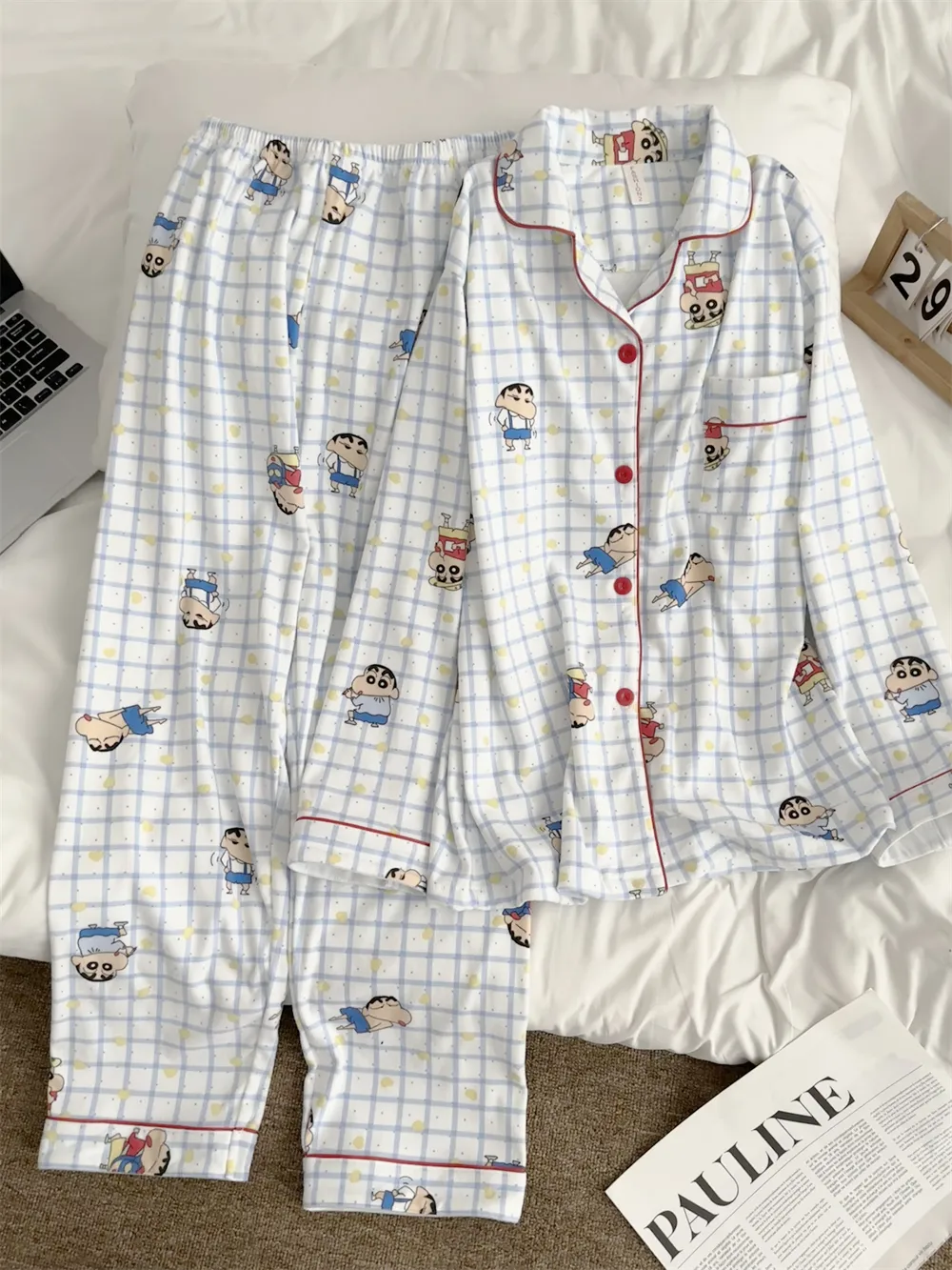 Pyjama couple en velours德绒 - Crayon espiègle, nouvelle collection printemps-automne, adorable, portable à l'extérieur, style sweet, ensemble de loungewear · Grossiste · OEM · Mondial - Detail 11