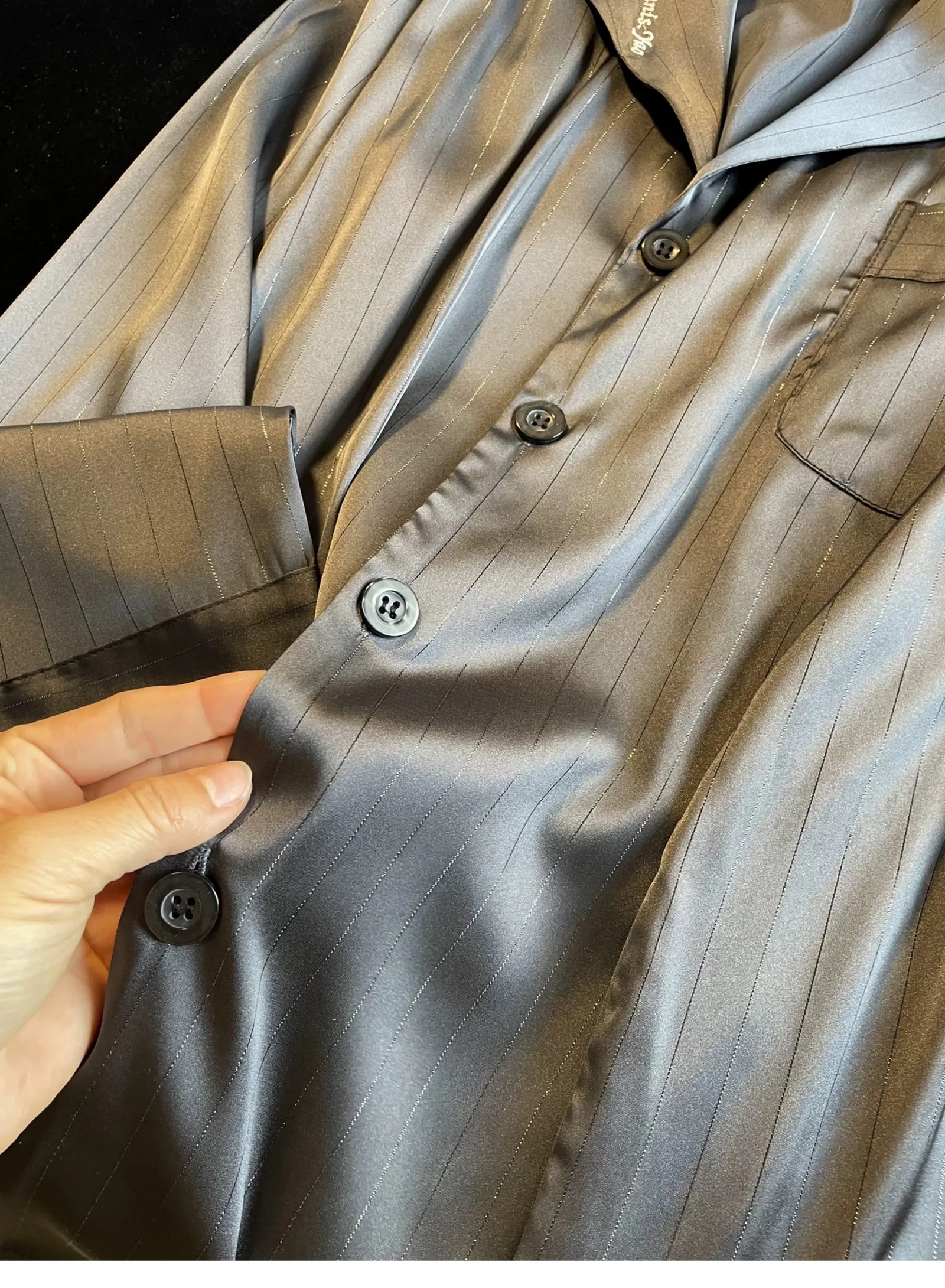 Men's Ice Silk Long-Sleeve Pajama Set with Pants, Casual Loungewear, Cross-Border Export Style 407 · Wholesale · OEM · Worldwide Shipping - View 2