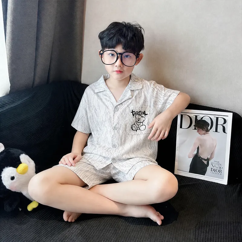 2026 New Children's Summer Ice Silk Pajama Set, Boys' Loungewear · Wholesale · OEM · Worldwide Shipping - Detail 3