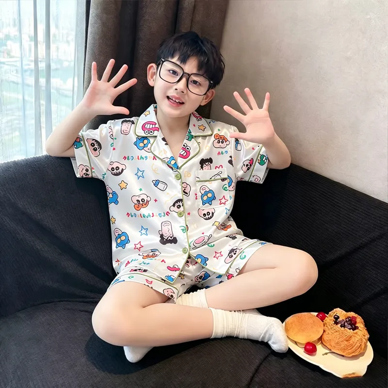 2026 New Children's Summer Ice Silk Pajama Set, Boys' Loungewear · Wholesale · OEM · Worldwide Shipping - Detail 2