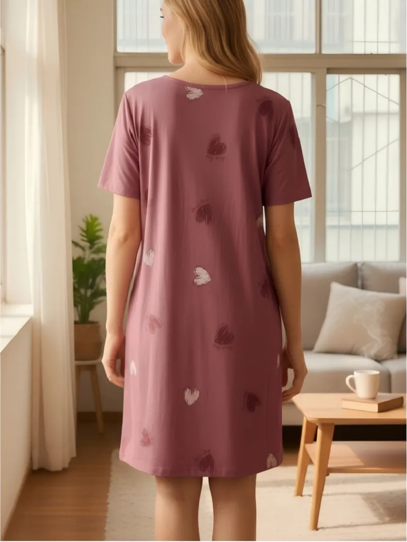 Wholesale for Europe & US Casual Printed Short-Sleeve Nightgown · Wholesale · OEM · Worldwide Shipping - View 3