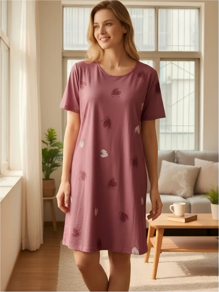 Wholesale for Europe & US Casual Printed Short-Sleeve Nightgown · Wholesale · OEM · Worldwide Shipping - Detail 1