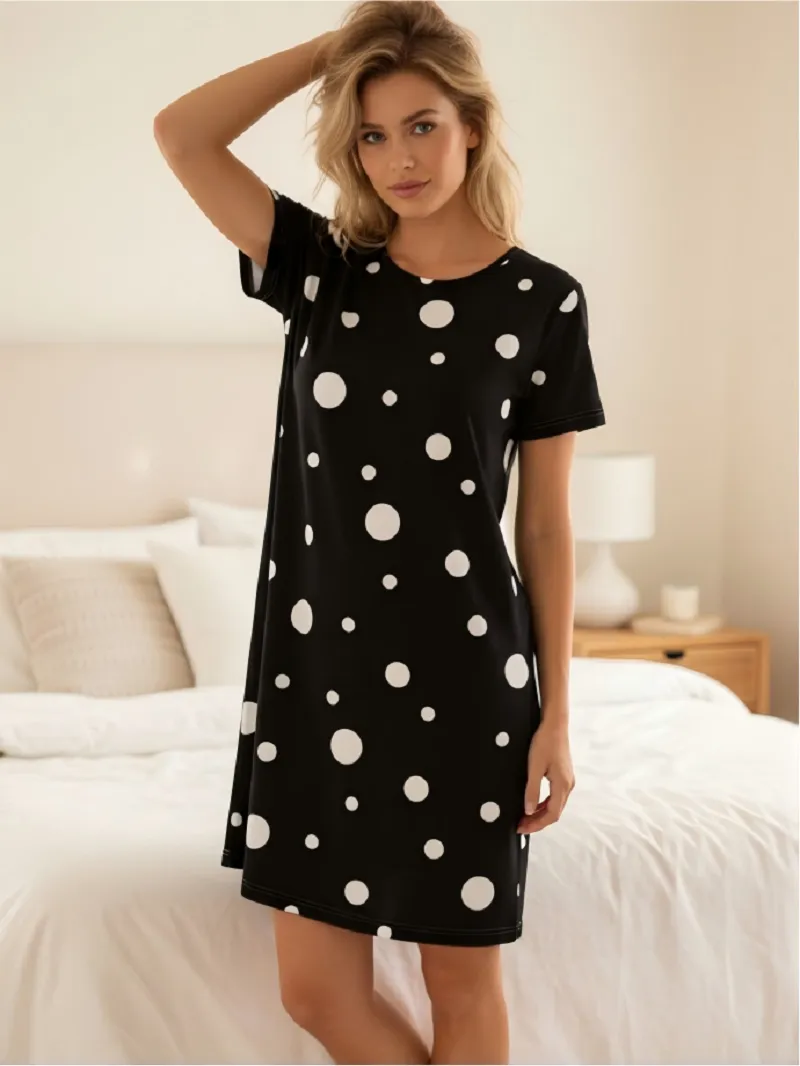 Wholesale for Europe & US Casual Printed Short-Sleeve Nightgown · Wholesale · OEM · Worldwide Shipping