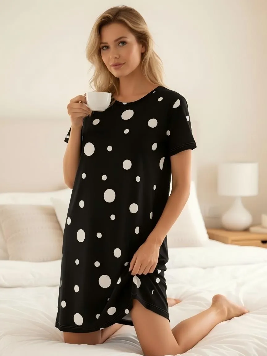 Wholesale for Europe & US Casual Printed Short-Sleeve Nightgown · Wholesale · OEM · Worldwide Shipping - View 2