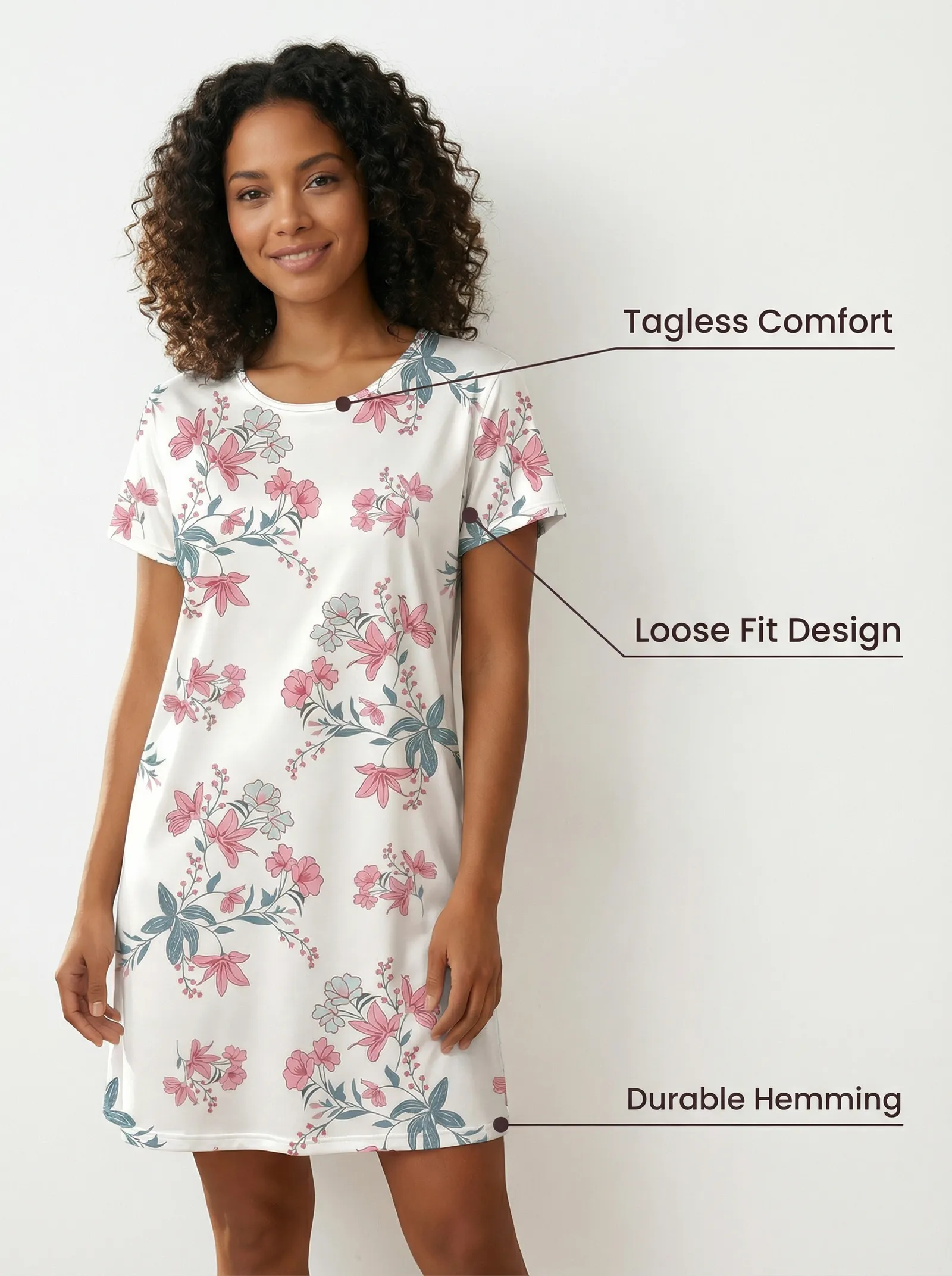 Wholesale for Europe & US Casual Printed Short-Sleeve Nightgown · Wholesale · OEM · Worldwide Shipping - View 3