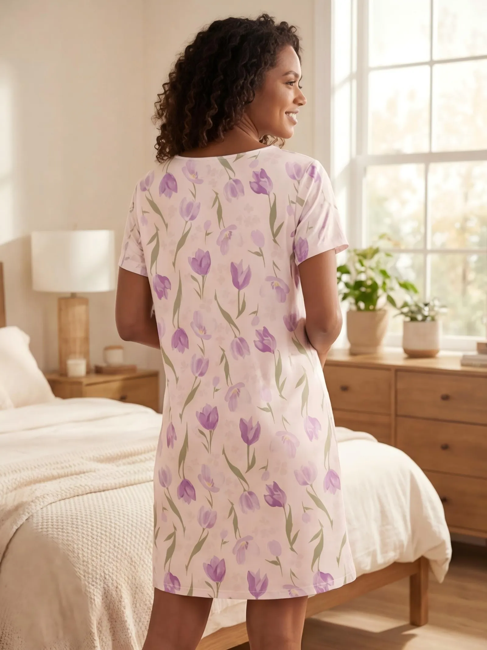 Wholesale for Europe & US Casual Printed Short-Sleeve Nightgown · Wholesale · OEM · Worldwide Shipping - View 3
