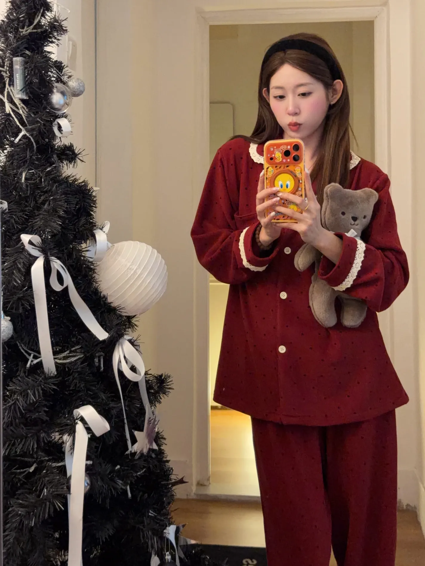 오렌지 하트 커플룩 겨울 신상 간결 캐주얼 두꺼운 푹신한 캐시미어 잠옷 보온 투피스 세트 · 도매 · OEM · 전 세계 배송 - Detail 17