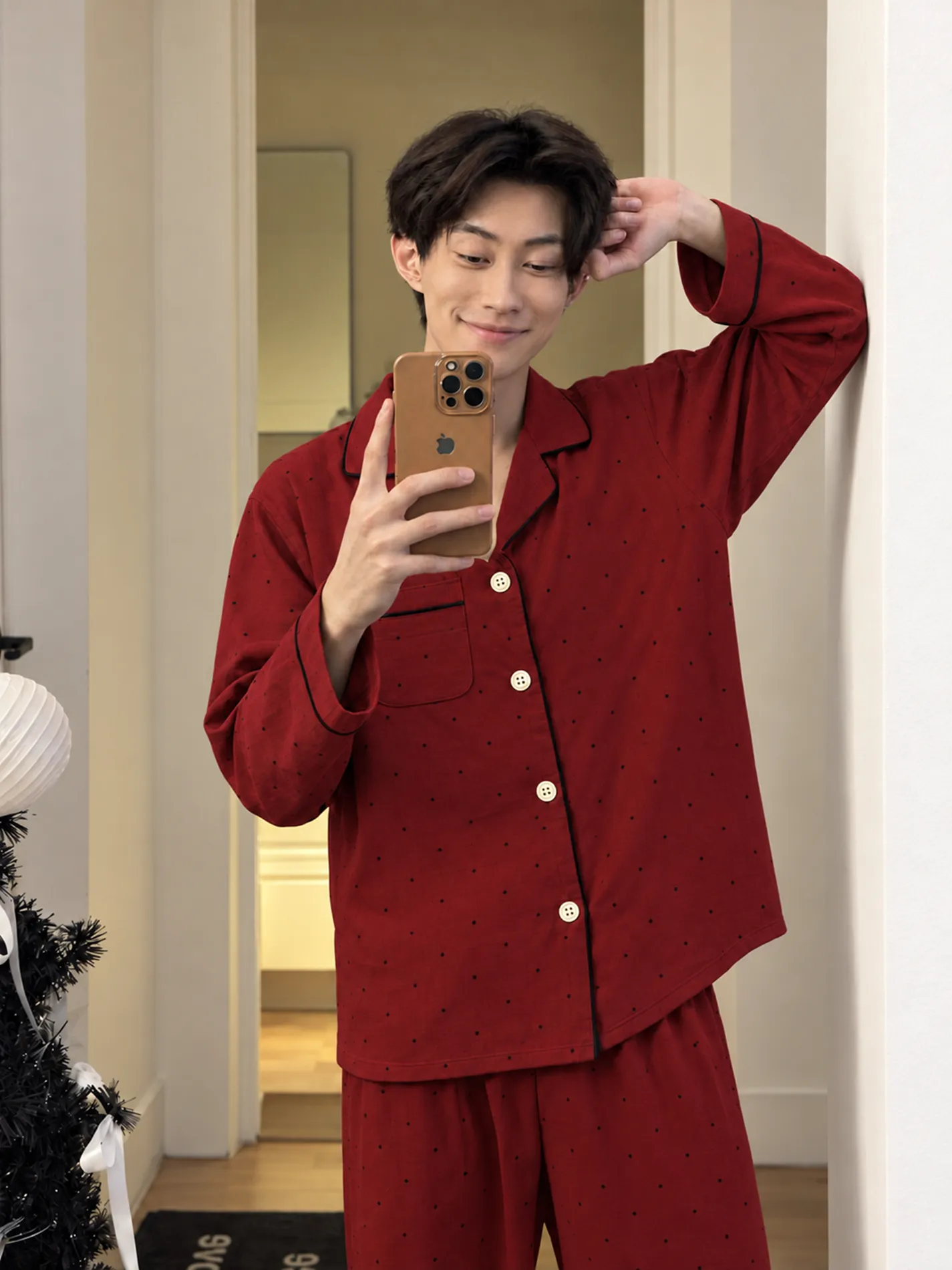 오렌지 하트 커플룩 겨울 신상 간결 캐주얼 두꺼운 푹신한 캐시미어 잠옷 보온 투피스 세트 · 도매 · OEM · 전 세계 배송 - Detail 25