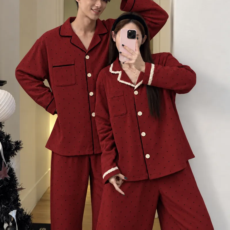 Orange Heart Couple's Matching Set Winter New Arrival Minimalist Casual Thickened Fluffy Cashmere Pajamas Warm Two-Piece Set