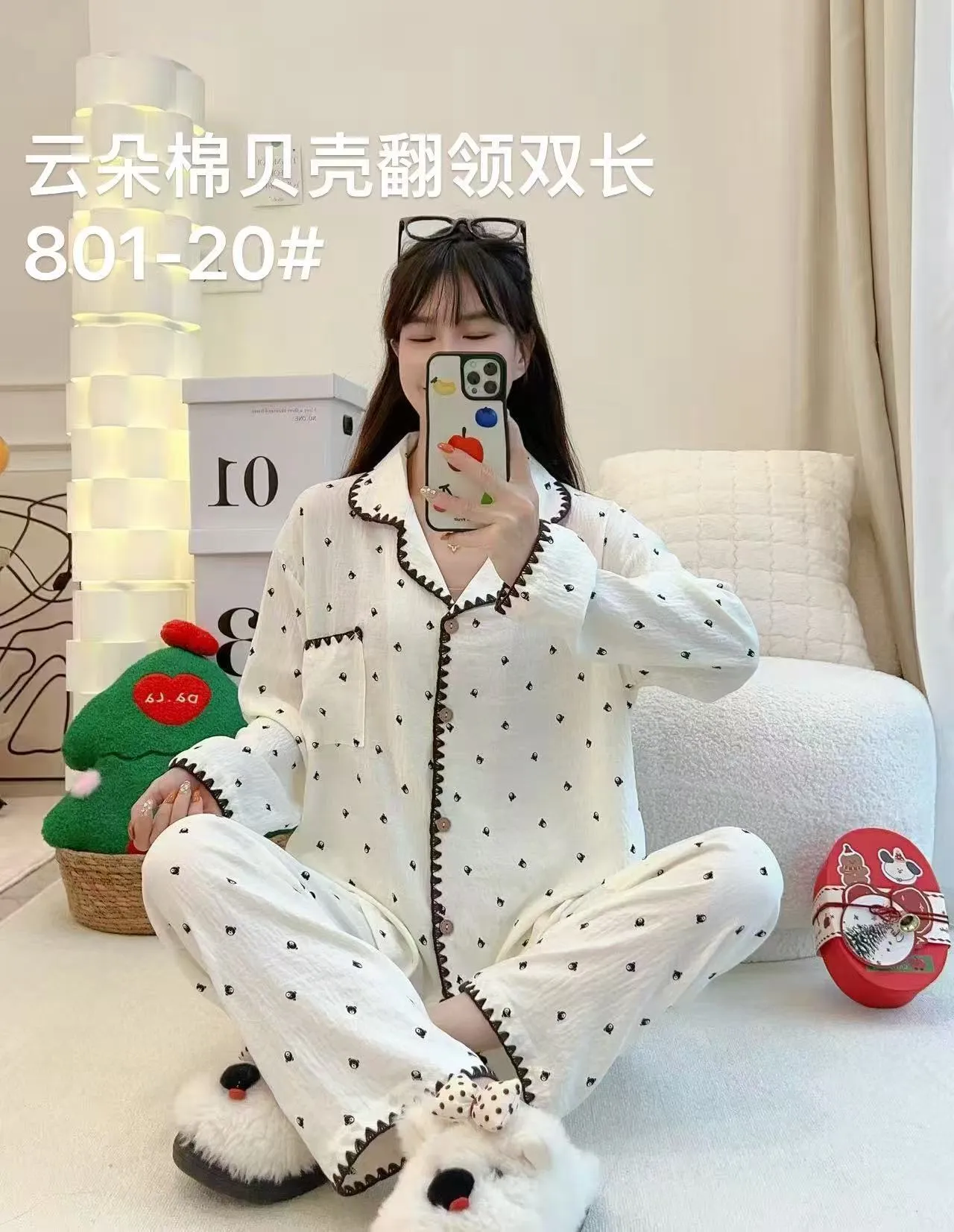 源流工場 シェルエッジ クラウドコットンパジャマ レディース カートゥーン ツーピース ロング ルームウェア · 卸売 · OEM · 世界へ発送 - Detail 19