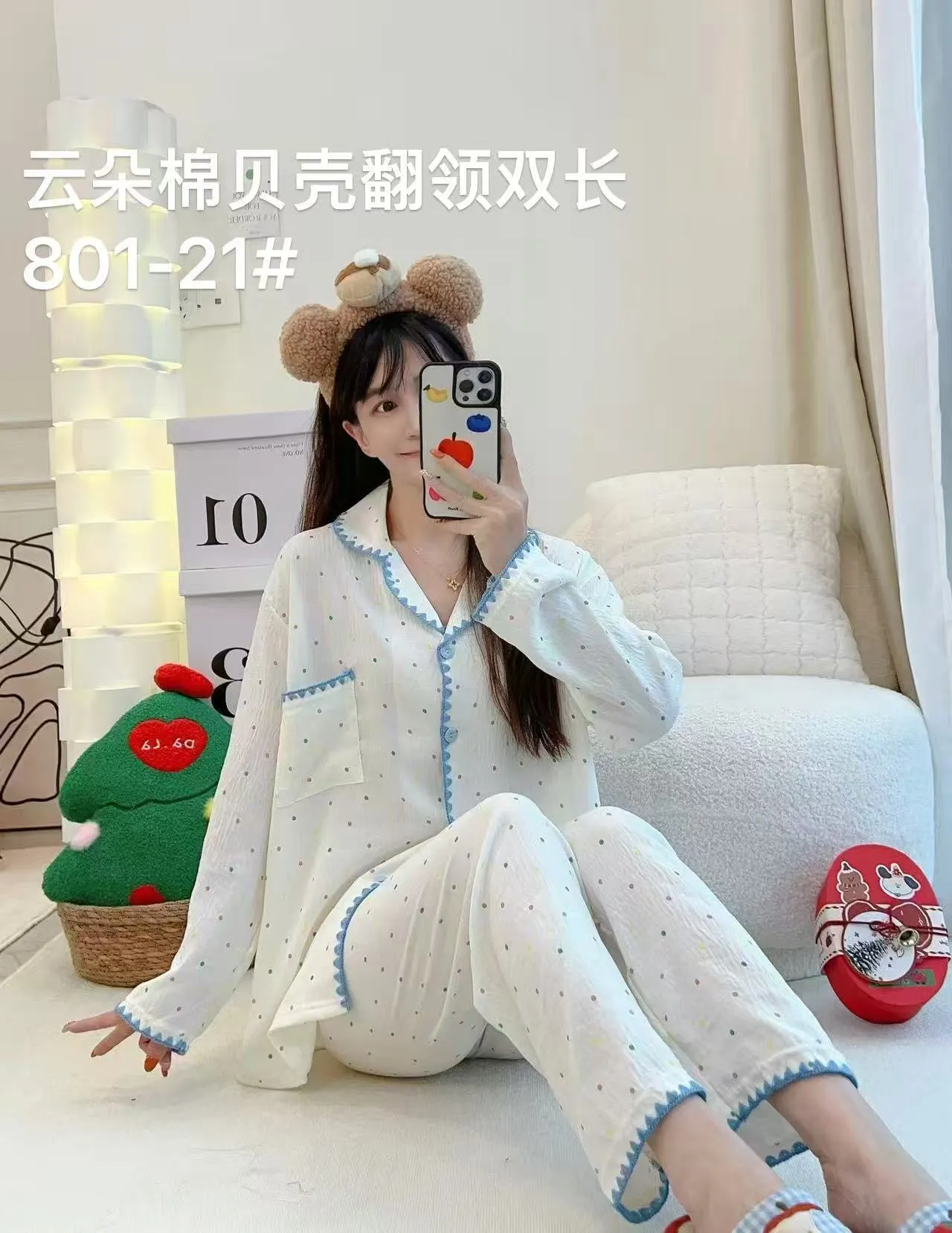 源流工場 シェルエッジ クラウドコットンパジャマ レディース カートゥーン ツーピース ロング ルームウェア · 卸売 · OEM · 世界へ発送 - Detail 20
