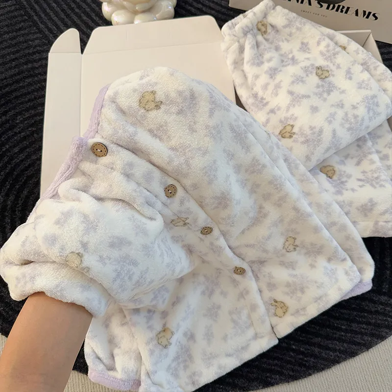 新作 冬 厚手 快適 柔らかい カートゥーン 子供服 中・大児 フランネル セットアップ · 卸売 · OEM · 世界へ発送 - Detail 7
