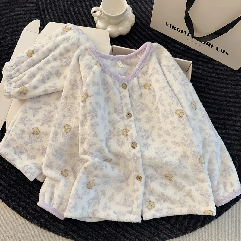 新作 冬 厚手 快適 柔らかい カートゥーン 子供服 中・大児 フランネル セットアップ · 卸売 · OEM · 世界へ発送 - View 2