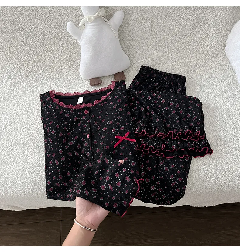 Autumn New Modal Floral Print Women's Two-Piece Long Loungewear Set · Wholesale · OEM · Worldwide Shipping - Detail 6