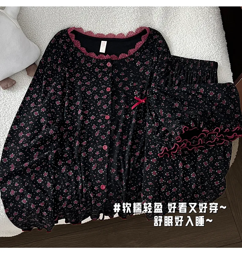 Autumn New Modal Floral Print Women's Two-Piece Long Loungewear Set · Wholesale · OEM · Worldwide Shipping - Detail 3
