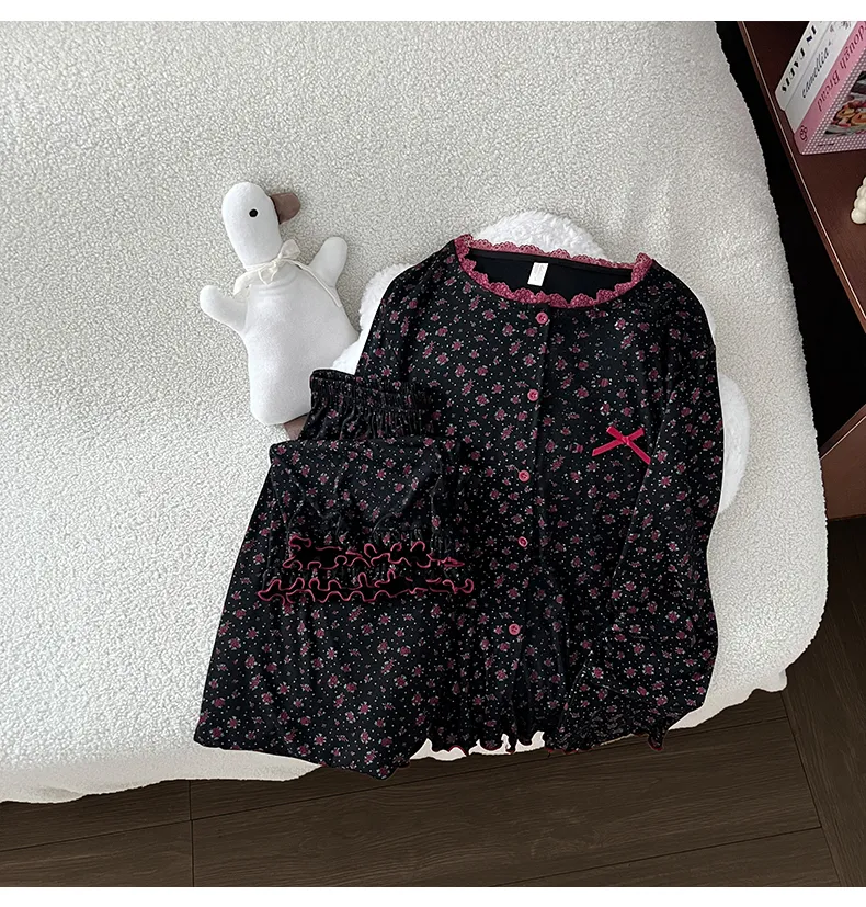 Autumn New Modal Floral Print Women's Two-Piece Long Loungewear Set · Wholesale · OEM · Worldwide Shipping - Detail 7