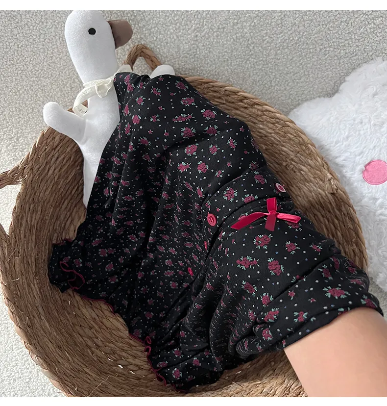 Autumn New Modal Floral Print Women's Two-Piece Long Loungewear Set · Wholesale · OEM · Worldwide Shipping - Detail 8