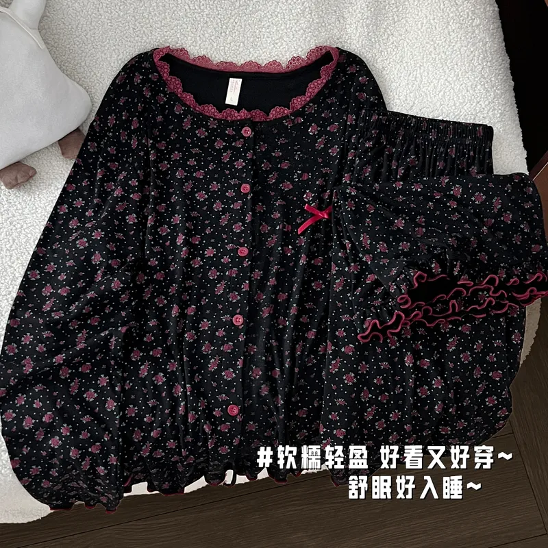 Autumn New Modal Floral Print Women's Two-Piece Long Loungewear Set · Wholesale · OEM · Worldwide Shipping