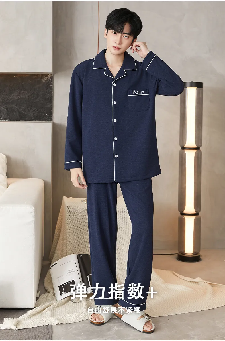 Winter Long Sleeve Cardigan Thin Fleece Spring Autumn Warm Pajamas Thin Men's Set Homewear Youth Autumn German Velvet · Wholesale · OEM · Worldwide Shipping - Detail 13