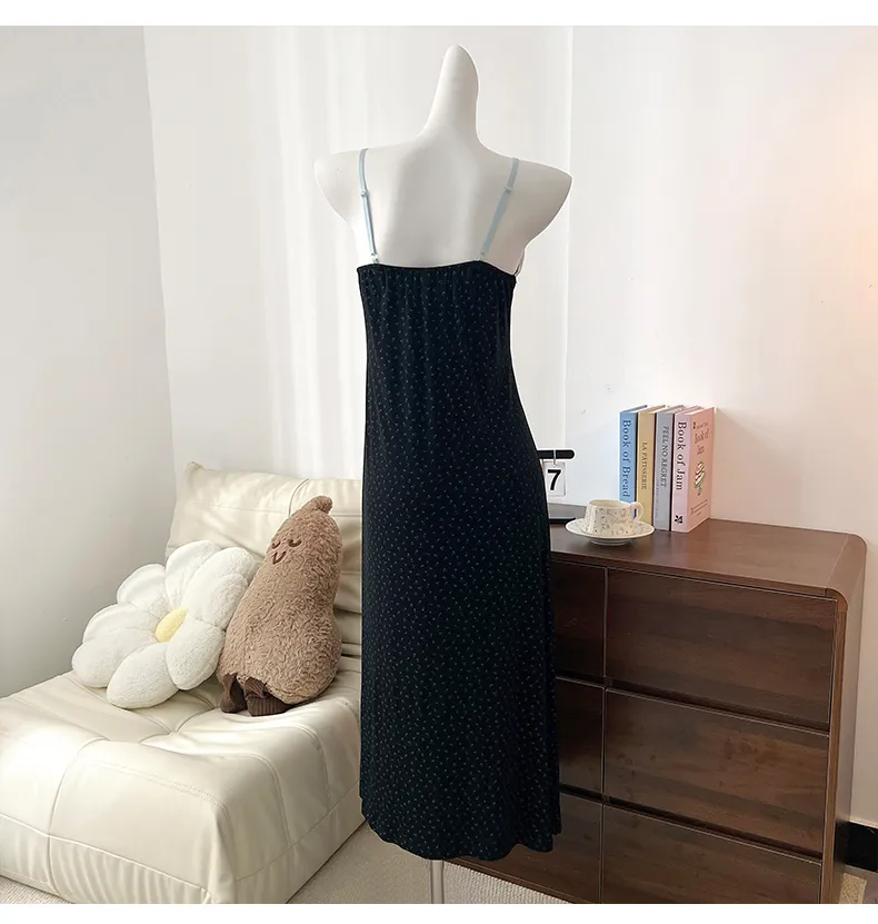 HG-2026 Spring Summer New Rayon with Chest Pad Floral Camisole Sweet Korean Style Girl Nightdress Homewear · Wholesale · OEM · Worldwide Shipping - Detail 5