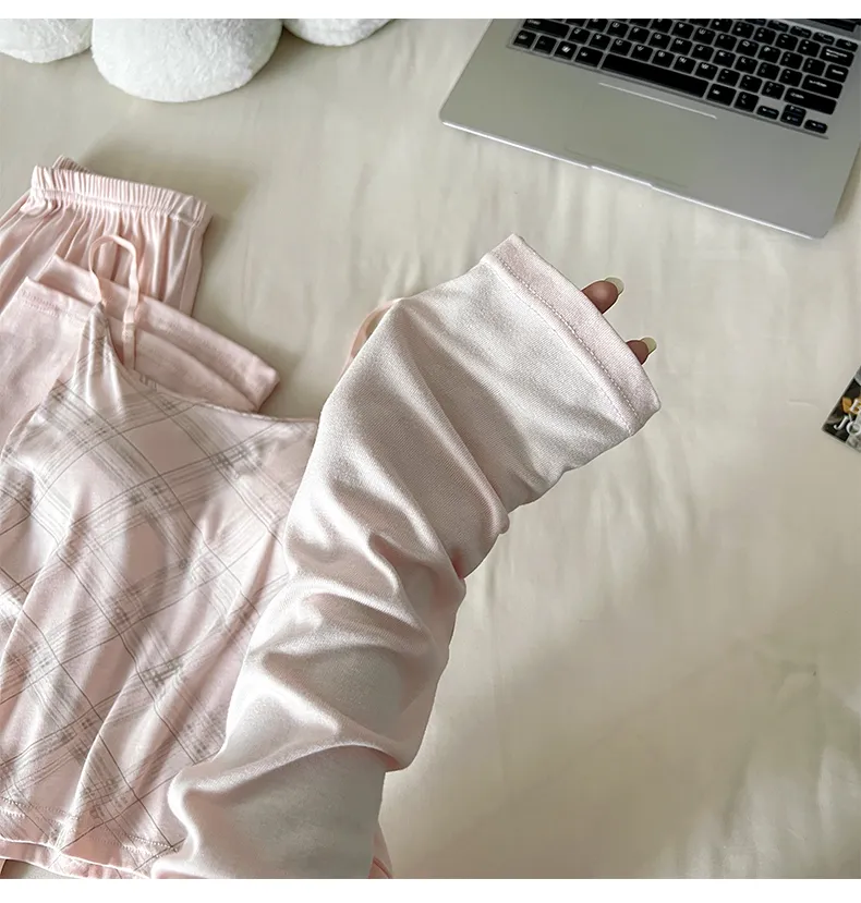 HG-2026 Autumn New Rayon Camisole with Bra Pad 3-Piece Simple Girl Loungewear Set · Wholesale · OEM · Worldwide Shipping - Detail 3