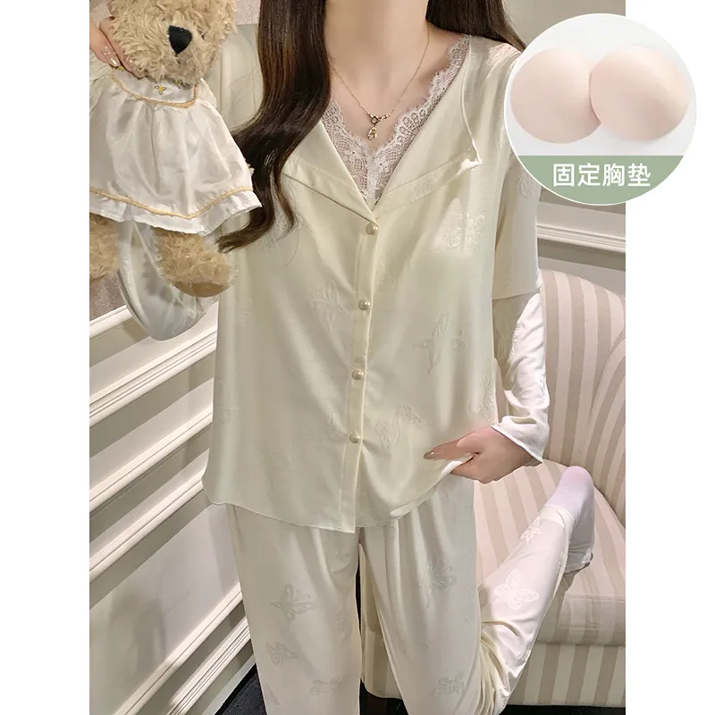 HG-2026 Musim Gugur Baru 6535 Katun Emboss V-Neck dengan Bantalan Bra Sederhana Murni Gadis · Grosir · OEM · Pengiriman Global