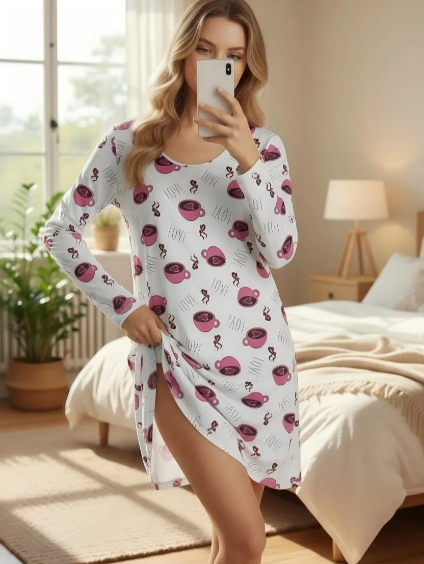 Wholesale for Europe & US Casual Printed Nightgown · Wholesale · OEM · Worldwide Shipping - View 3