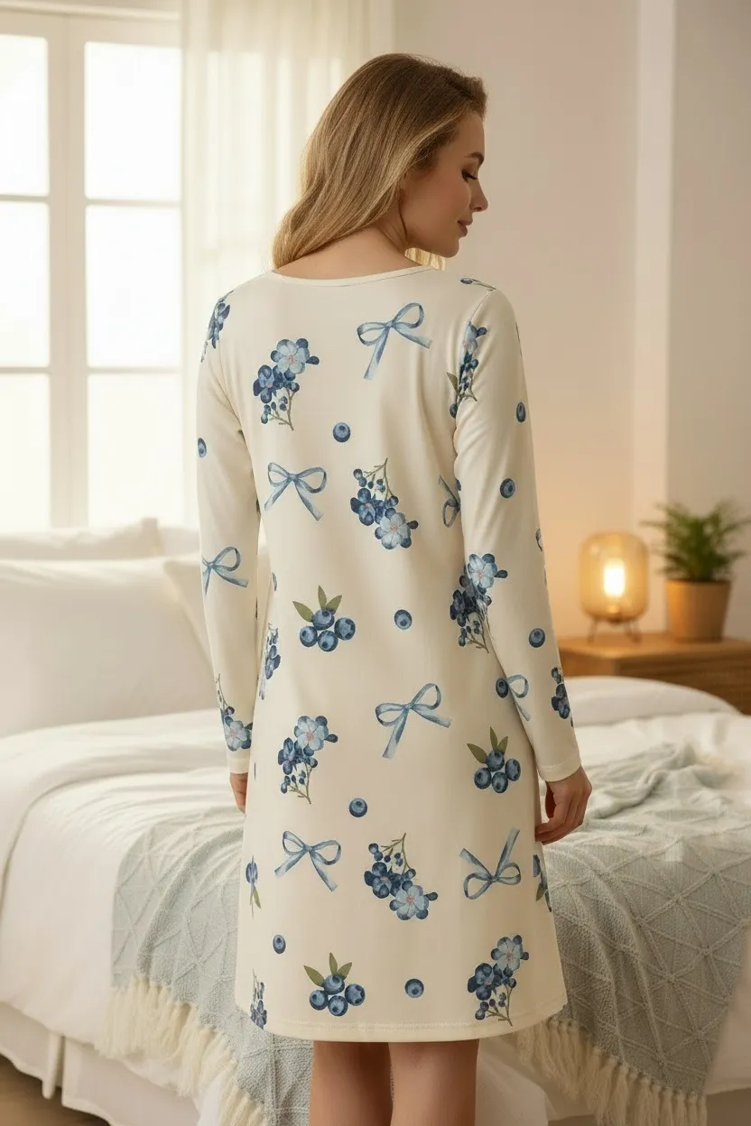 Wholesale for Europe & US Casual Printed Nightgown · Wholesale · OEM · Worldwide Shipping - Detail 1