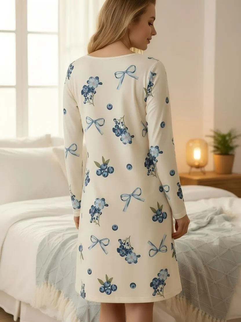 Wholesale for Europe & US Casual Printed Nightgown · Wholesale · OEM · Worldwide Shipping - View 4