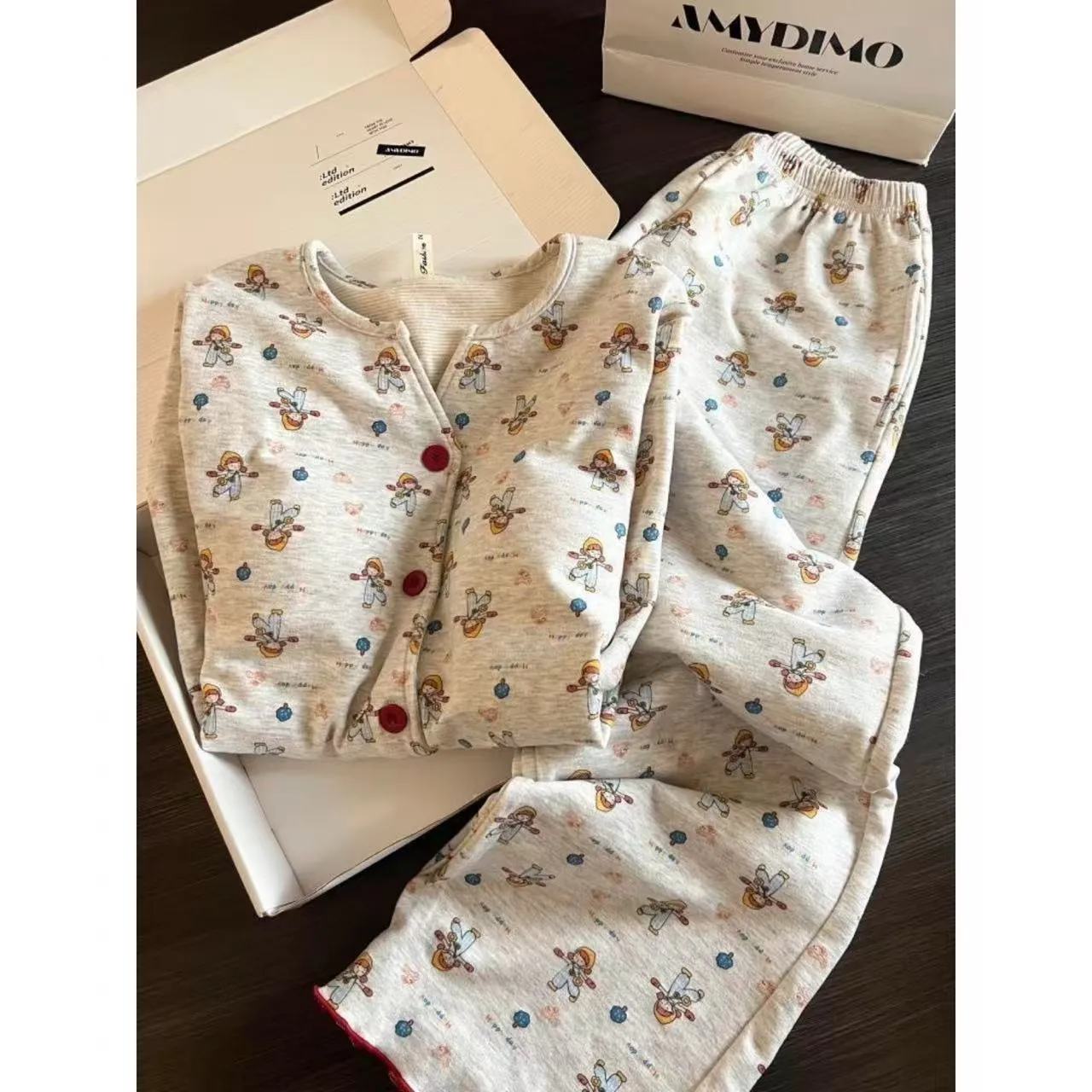 Pabrik Sumber Langsung Piyama Anak Perempuan V-Neck Wanita Musim Semi Gugur Musim Dingin Tepi Bergelombang Pakaian Rumah · Grosir · OEM · Pengiriman Global - Detail 9