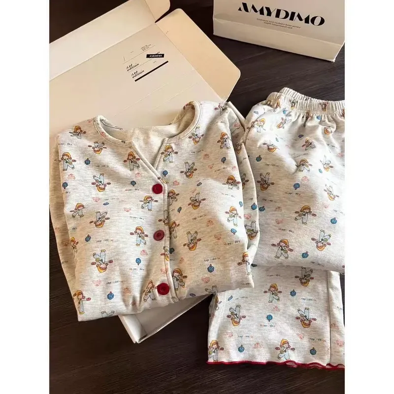 Pabrik Sumber Langsung Kartun Lucu Manis Lengan Panjang Cardigan Piyama Wanita Musim Gugur Musim Dingin Hangat Pakaian Rumah · Grosir · OEM · Pengiriman Global - View 3