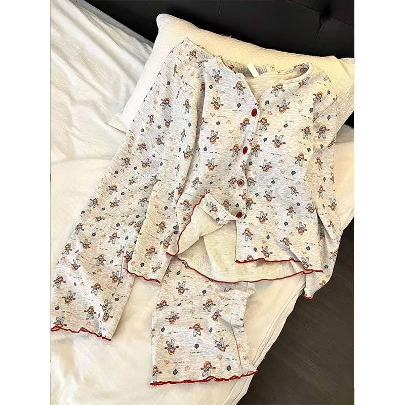 Pabrik Sumber Langsung Kartun Lucu Manis Lengan Panjang Cardigan Piyama Wanita Musim Gugur Musim Dingin Hangat Pakaian Rumah · Grosir · OEM · Pengiriman Global - View 4