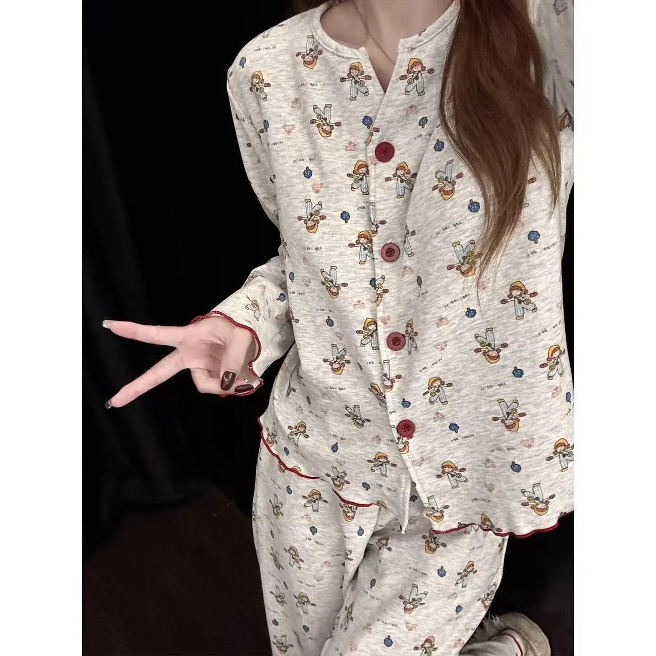 Pabrik Sumber Langsung Kartun Lucu Manis Lengan Panjang Cardigan Piyama Wanita Musim Gugur Musim Dingin Hangat Pakaian Rumah · Grosir · OEM · Pengiriman Global - Detail 10