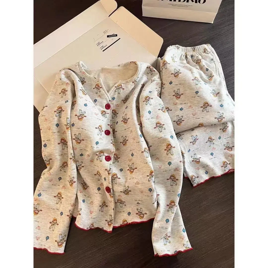 Pabrik Sumber Langsung Kartun Lucu Manis Lengan Panjang Cardigan Piyama Wanita Musim Gugur Musim Dingin Hangat Pakaian Rumah · Grosir · OEM · Pengiriman Global - Detail 12