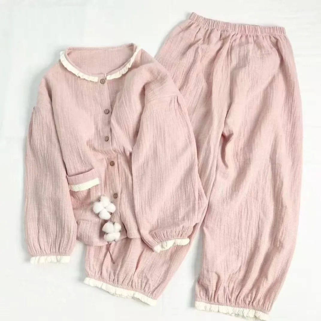 Source Factory High-Quality Sleepwear with Built-in Bra and Ruffle Trim for Women, Spring/Autumn Long-Sleeve Top and Pants Loungewear · Wholesale · OEM · Worldwide Shipping