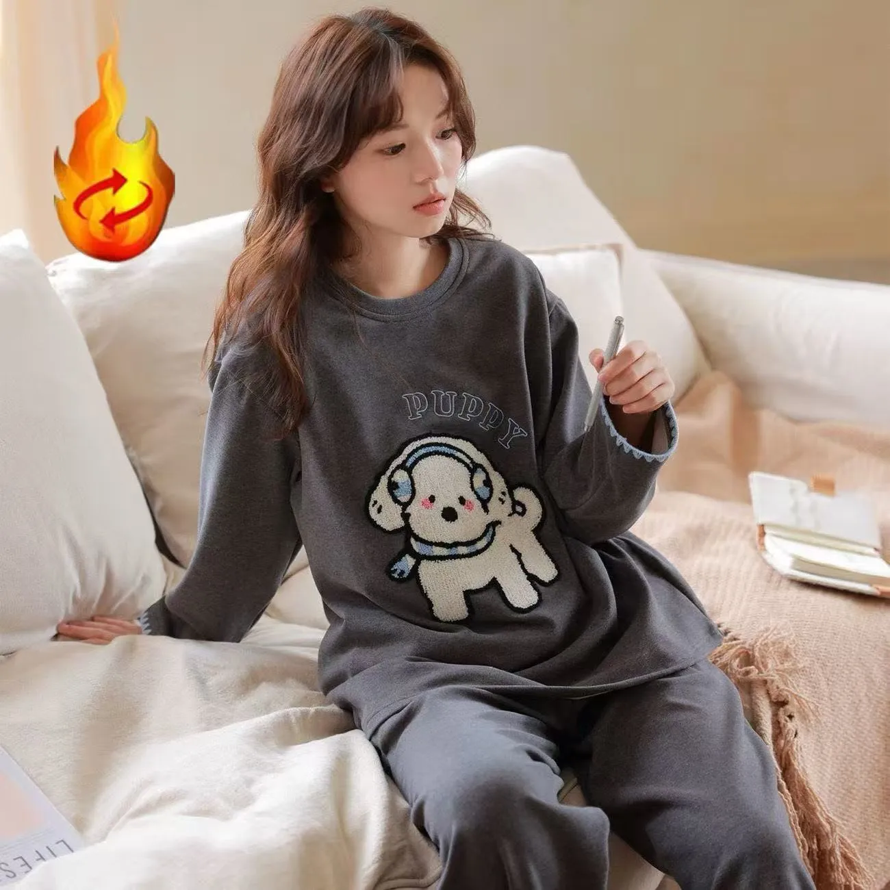 소스 공장/현물 양모 캐시미어 느낌 타월 자수 헤드폰 강아지 가을겨울 홈웨어 · 도매 · OEM · 전 세계 배송 - Detail 9