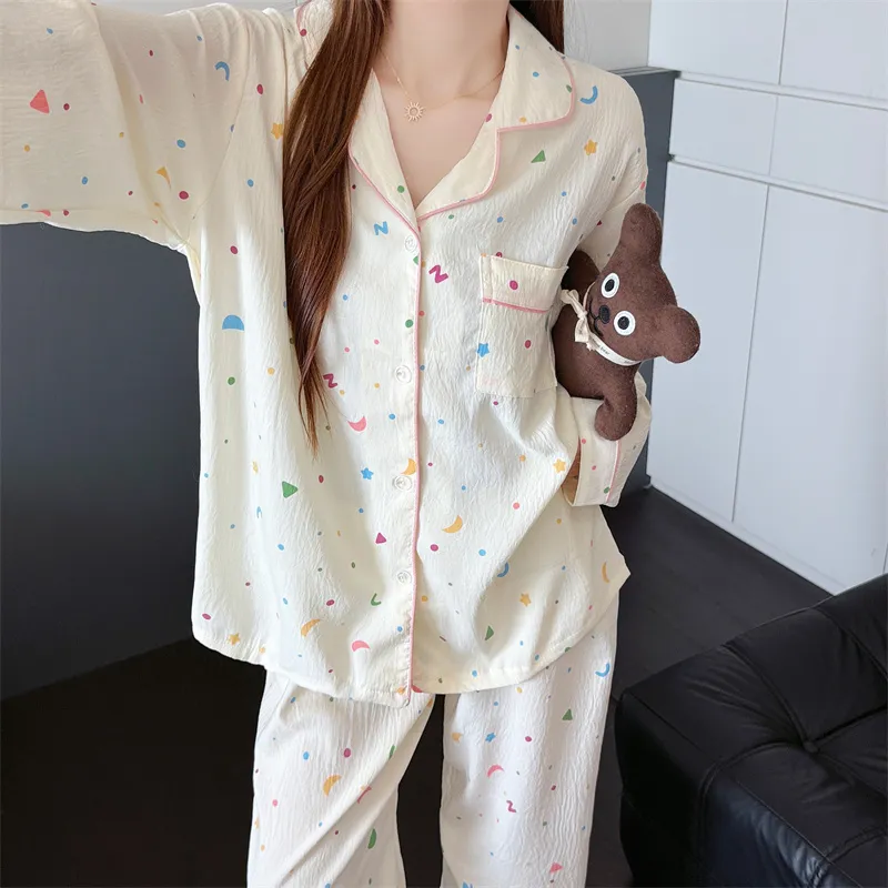 Cartoon Sleepwear Women's 2026 New Spring/Autumn Long-Sleeve Long-Pants Loose Homewear Set · Wholesale · OEM · Worldwide Shipping - View 1