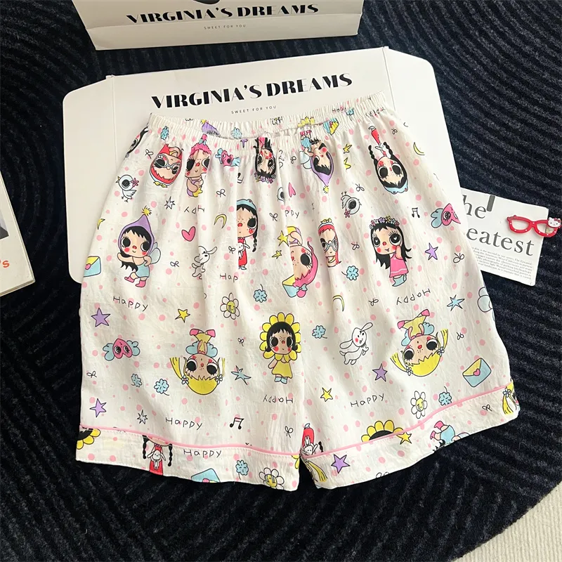 Cartoon Pajamas Women 2026 Summer Short Sleeve Shorts Long Pants Loose Loungewear Set · Wholesale · OEM · Worldwide Shipping - Detail 6