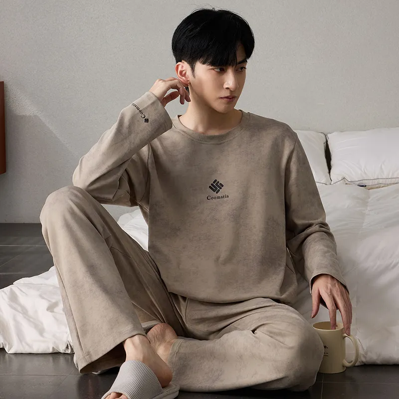Autumn Long Sleeve Pullover Imitation Cotton Spring Pajamas Thin Men's Set Homewear Casual Young Live Streaming Spring Autumn Internet Celebrity · Wholesale · OEM · Worldwide Shipping