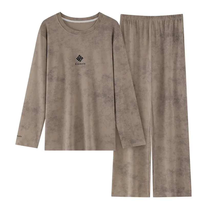 Autumn Long Sleeve Pullover Imitation Cotton Spring Pajamas Thin Men's Set Homewear Casual Young Live Streaming Spring Autumn Internet Celebrity · Wholesale · OEM · Worldwide Shipping - View 4