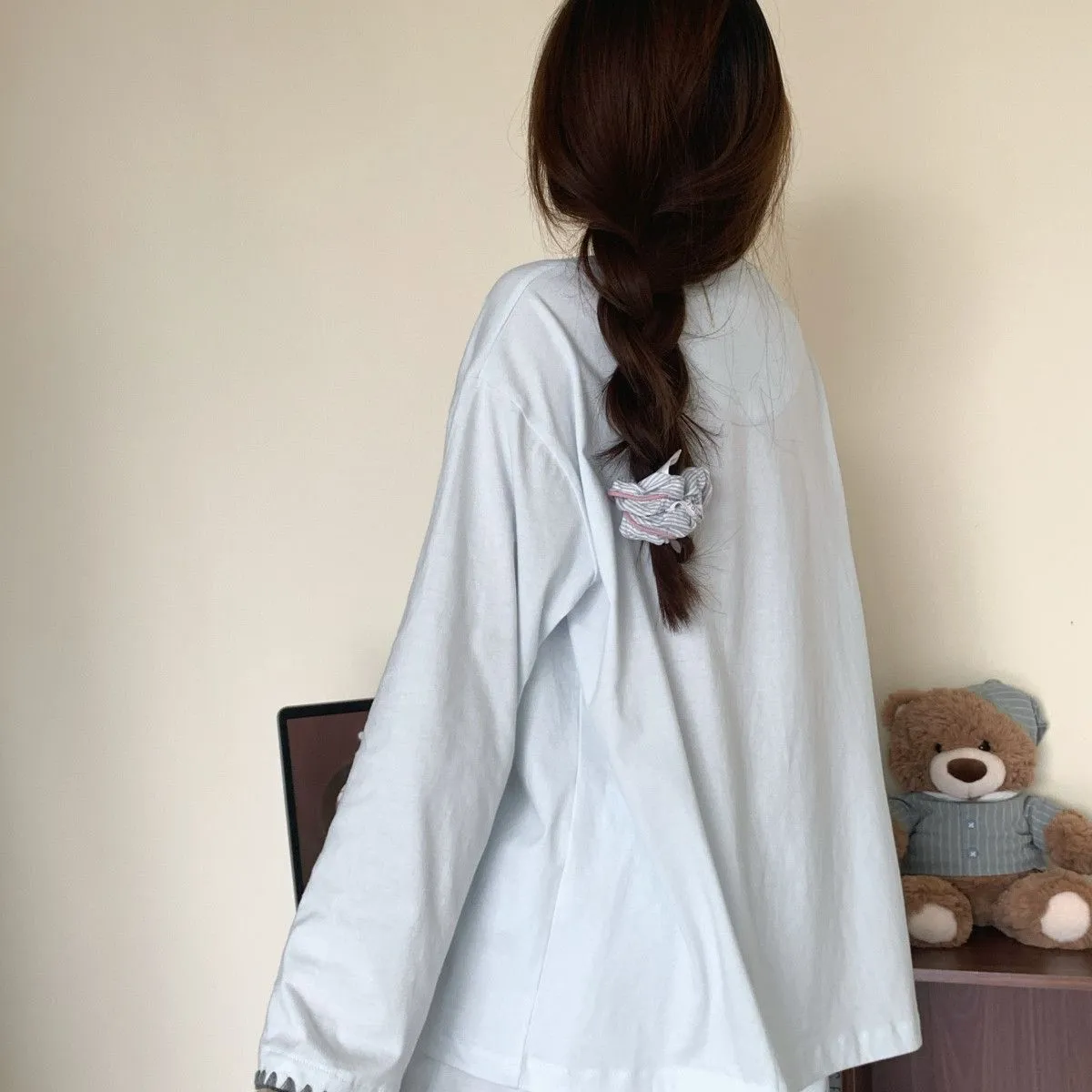 Spring Autumn New Cloud Cotton Pajamas Women Solid Simple Lapel Long Sleeve Two-Piece Plus Size Homewear · Wholesale · OEM · Worldwide Shipping - View 1