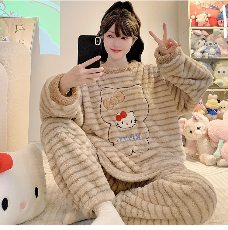 Pajamas Women Winter New Meifei Velvet Set Korean Loose Plus Size 110kg Wearable Homewear M-5XL · Wholesale · OEM · Worldwide Shipping - Detail 12
